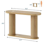 42.5 Fluted Wood Console Table, Narrow Sofa Entryway Table w/ Storage Shelf Behind Couch, Modern Display Stand for Hallway & Living Room