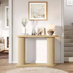 42.5 Fluted Wood Console Table, Narrow Sofa Entryway Table w/ Storage Shelf Behind Couch, Modern Display Stand for Hallway & Living Room