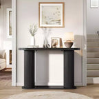 42.5 Fluted Wood Console Table, Narrow Sofa Entryway Table w/ Storage Shelf Behind Couch, Modern Display Stand for Hallway & Living Room