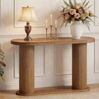 42.5 Fluted Wood Console Table, Narrow Sofa Entryway Table w/ Storage Shelf Behind Couch, Modern Display Stand for Hallway & Living Room