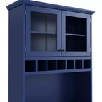 Farmhouse Freestanding Buffet with Hutch, Tall Kitchen Pantry Storage Cabinet with Wine Rack and Adjustable Shelves for Dining Room