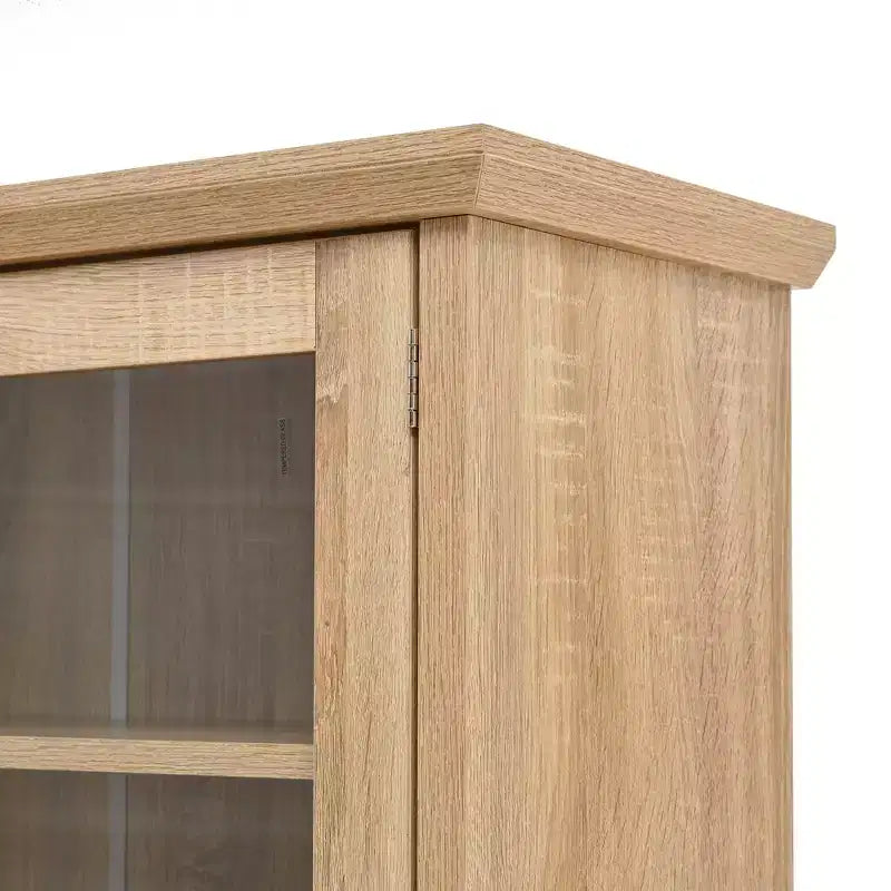 Farmhouse Freestanding Buffet with Hutch, Tall Kitchen Pantry Storage Cabinet with Wine Rack and Adjustable Shelves for Dining Room