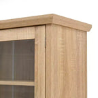 Farmhouse Freestanding Buffet with Hutch, Tall Kitchen Pantry Storage Cabinet with Wine Rack and Adjustable Shelves for Dining Room