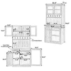 Farmhouse Freestanding Buffet with Hutch, Tall Kitchen Pantry Storage Cabinet with Wine Rack and Adjustable Shelves for Dining Room