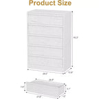 Modern 5 Drawer Dresser with Large Storage for Bedroom, Living Room, Nursery, Entryway, White