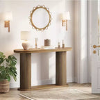 Modern Oval Fluted Entryway Table 42.5, Narrow Sofa Table with Storage Shelf for Living Room & Behind Couch