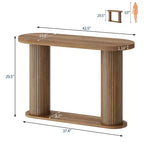 Modern Oval Fluted Entryway Table 42.5, Narrow Sofa Table with Storage Shelf for Living Room & Behind Couch