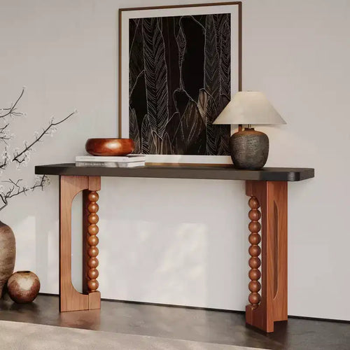 Console rustique en bois de 59 pouces avec pieds sphériques uniques