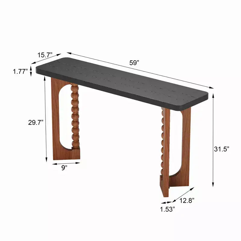 59'' Rustic Wood Console Table with Unique Spherical Legs