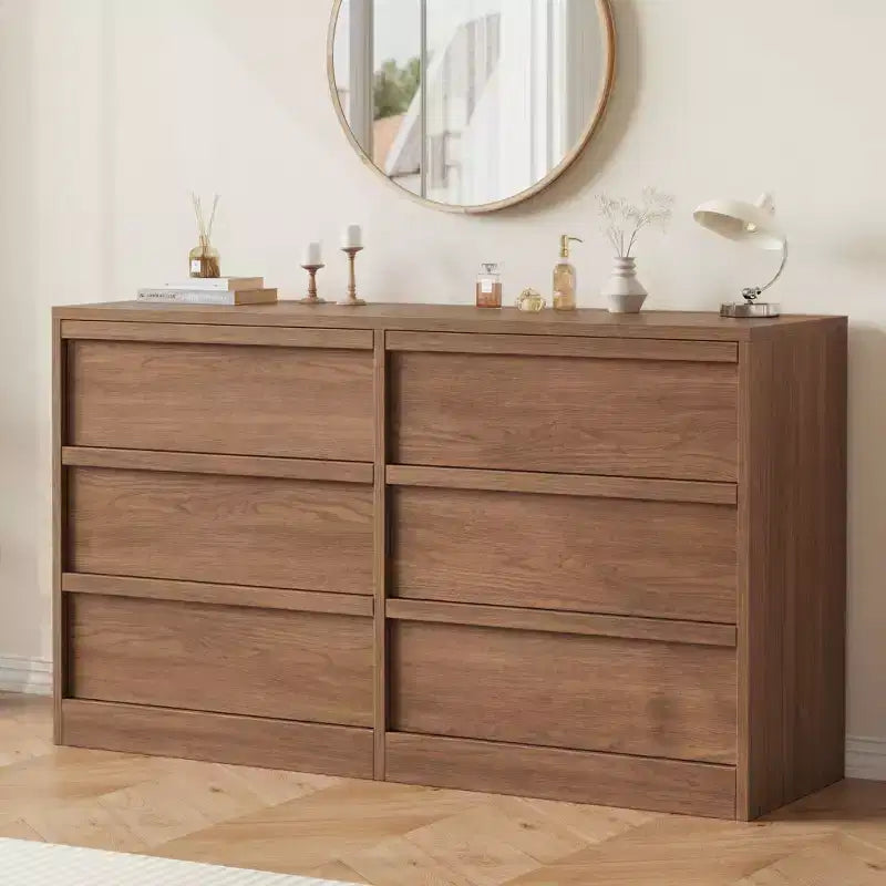 47 Wide 6-Drawer Dresser for Bedroom, Wooden Chest of Drawers with Large Storage, Closet Organizer Furniture for Living Room