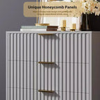Modern Fluted 5 Drawer Dresser  48 Tall Wooden Chest with Deep Storage, Wide Top,for Home Office