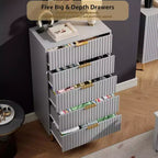 Modern Fluted 5 Drawer Dresser  48 Tall Wooden Chest with Deep Storage, Wide Top,for Home Office