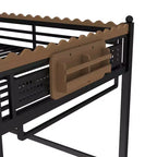Twin XL/Full/Queen Size Metal Loft Bed with Storage Shelves & Ladder, No Box Spring Needed, Black
