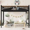 Lit mezzanine en métal Twin XL/Full/Queen avec étagères de rangement et échelle, aucun sommier tapissier requis, noir