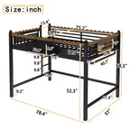 Twin XL/Full/Queen Size Metal Loft Bed with Storage Shelves & Ladder, No Box Spring Needed, Black