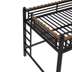 Twin XL/Full/Queen Size Metal Loft Bed with Storage Shelves & Ladder, No Box Spring Needed, Black