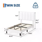 Upholstered Platform Bed Frame with Adjustable Height Vertical Channel Tufted Headboard, Sturdy Wooden Slats, Noise-Free