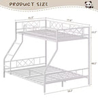 Metal Twin Over Full Bunk Bed Frame for Adults & Kids, Low Profile Space-Saving Bunkbed with Ladder & Full-Length Guardrail, No Box Spring Needed