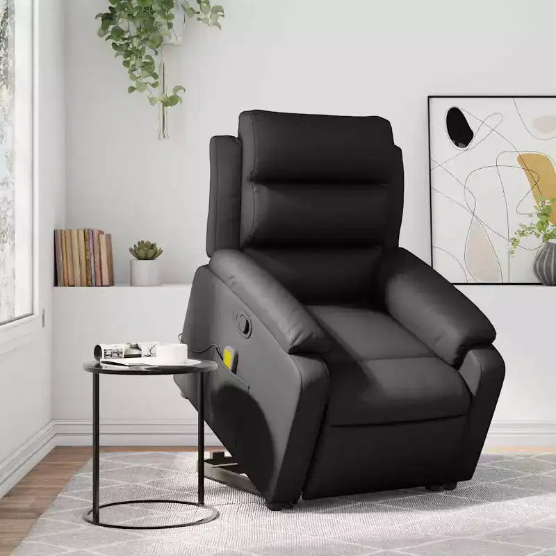 Stand Up Massage Recliner Chair Black Faux leather, metal, plywood