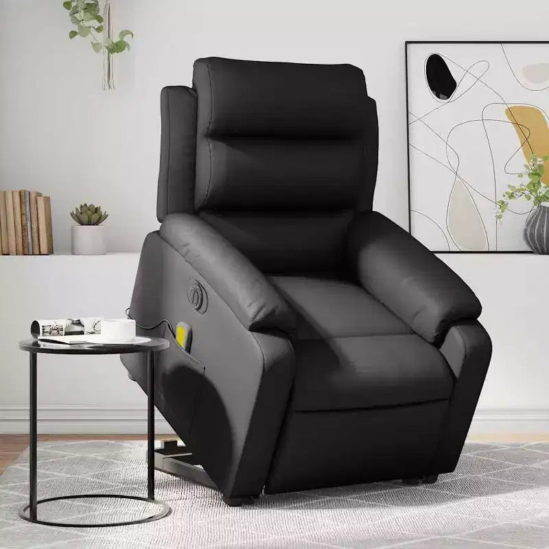 Stand Up Massage Recliner Chair Black Faux leather, metal, plywood