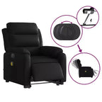 Stand Up Massage Recliner Chair Black Faux leather, metal, plywood