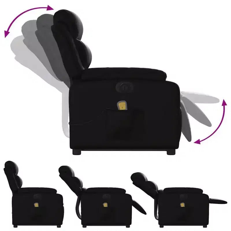 Stand Up Massage Recliner Chair Black Faux leather, metal, plywood