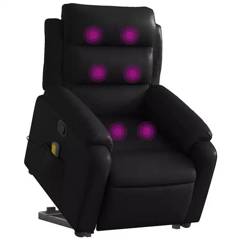 Stand Up Massage Recliner Chair Black Faux leather, metal, plywood