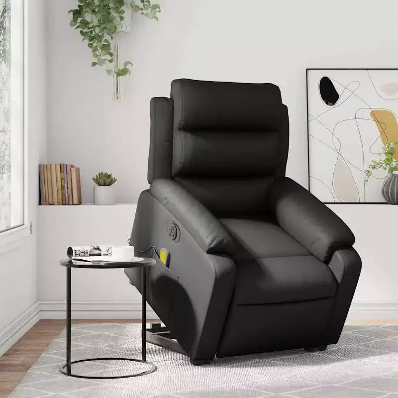 Stand Up Massage Recliner Chair Black Faux leather, metal, plywood