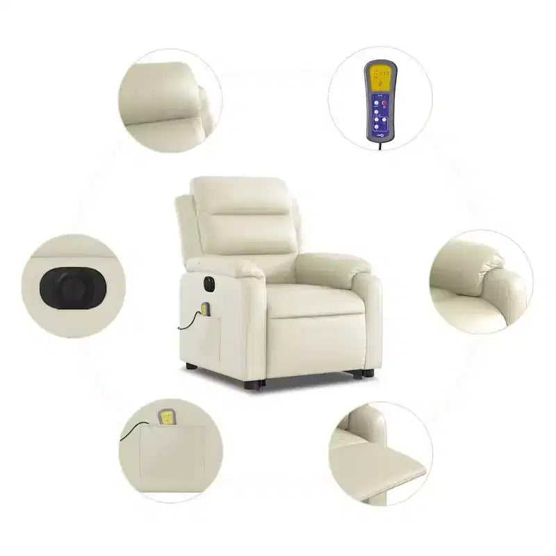 Stand Up Massage Recliner Chair Black Faux leather, metal, plywood