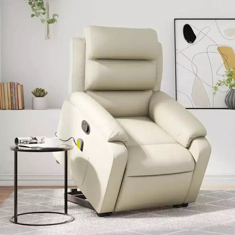 Stand Up Massage Recliner Chair Black Faux leather, metal, plywood
