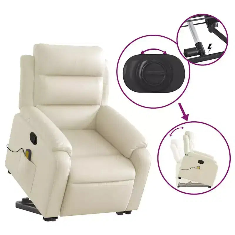 Stand Up Massage Recliner Chair Black Faux leather, metal, plywood