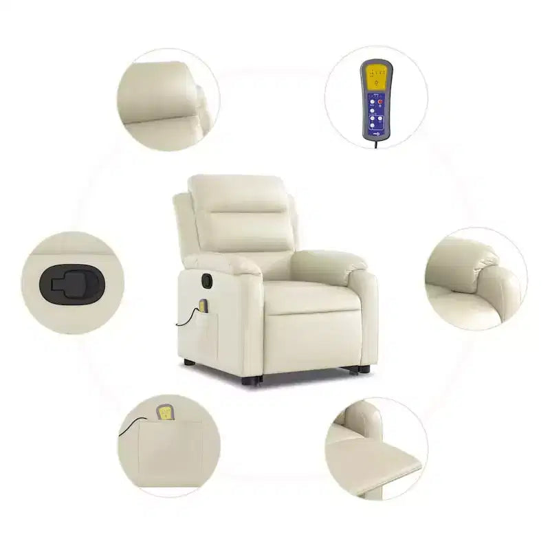 Stand Up Massage Recliner Chair Black Faux leather, metal, plywood