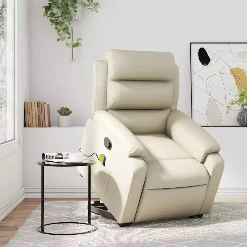 Stand Up Massage Recliner Chair Black Faux leather, metal, plywood