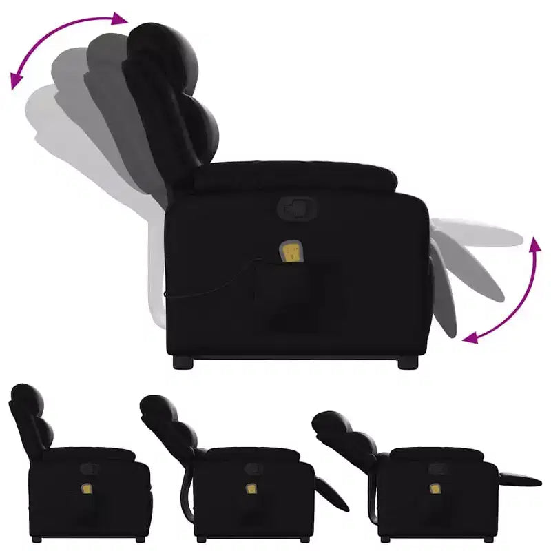 Stand Up Massage Recliner Chair Black Faux leather, metal, plywood