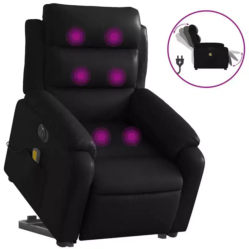 Stand Up Massage Recliner Chair Black Faux leather, metal, plywood