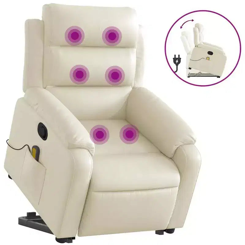 Stand Up Massage Recliner Chair Black Faux leather, metal, plywood