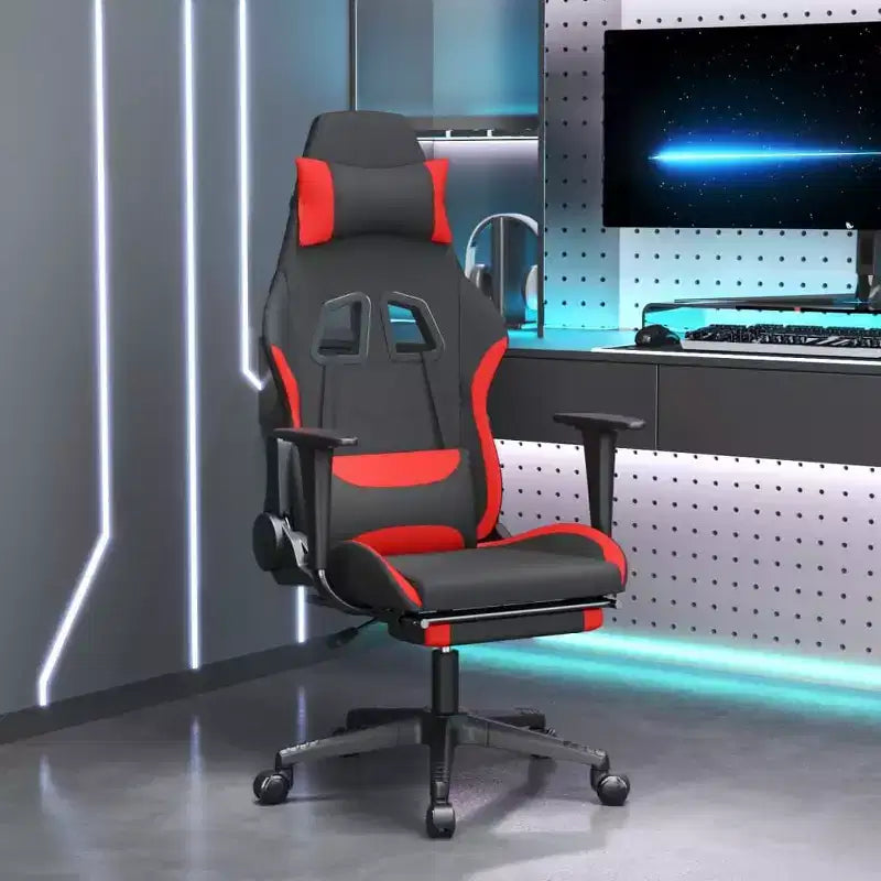 Gaming Chair Black and Cream Polyester Gaming Chair Rectangular
