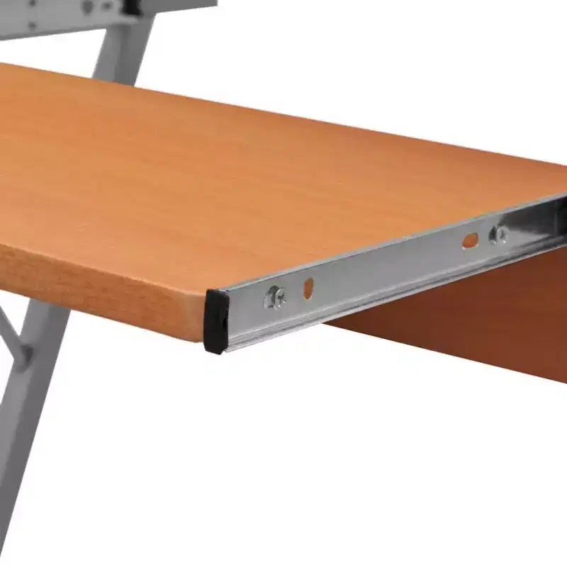 Computer Desk Brown Particle Board Compact Sliding Components