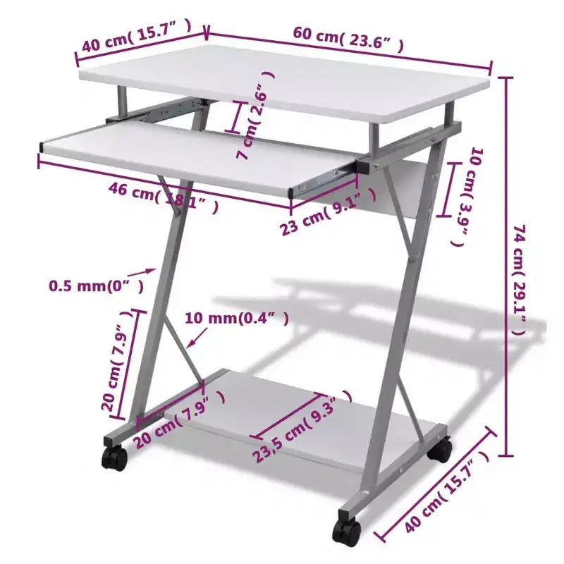 Computer Desk Brown Particle Board Compact Sliding Components