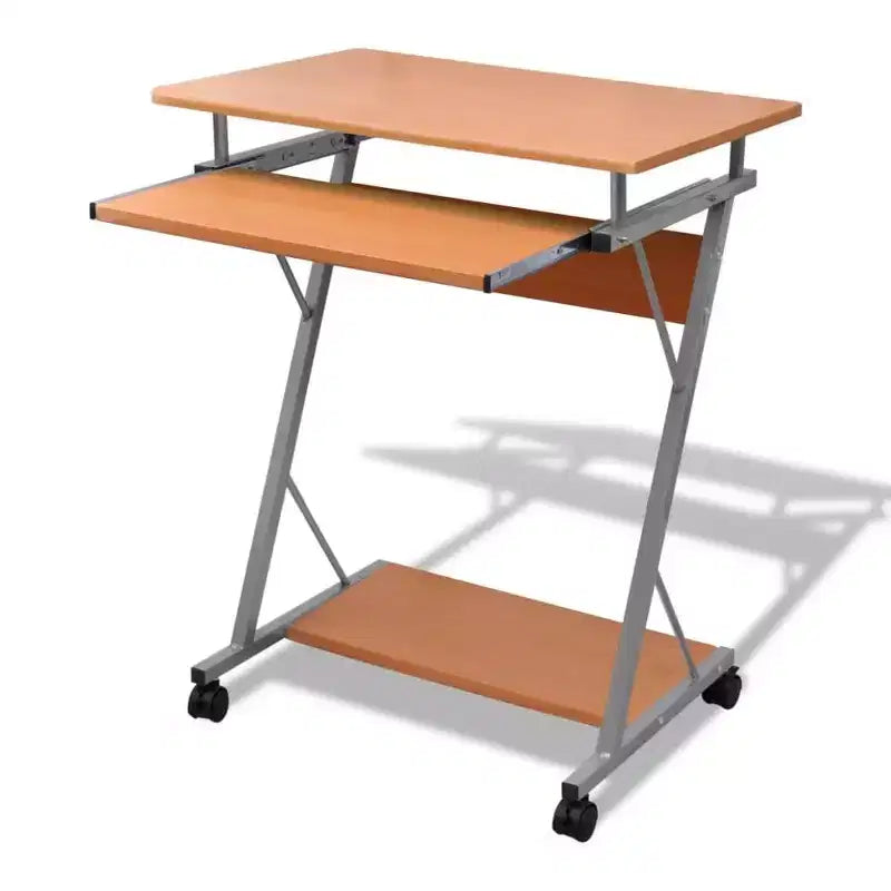 vidaXL Computer Desk Brown Particle Board Compact Sliding Components