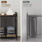 Multi-Section Laundry Hamper with Top Storage Shelf, Waterproof Bags & Easy Assembly for Laundry Room Bathroom