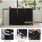 Multi-Section Laundry Hamper with Top Storage Shelf, Waterproof Bags & Easy Assembly for Laundry Room Bathroom