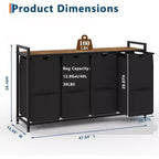 Multi-Section Laundry Hamper with Top Storage Shelf, Waterproof Bags & Easy Assembly for Laundry Room Bathroom