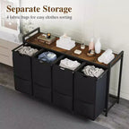 Multi-Section Laundry Hamper with Top Storage Shelf, Waterproof Bags & Easy Assembly for Laundry Room Bathroom