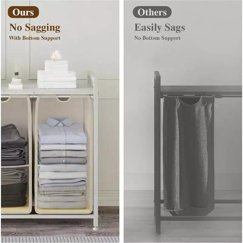Multi-Section Laundry Hamper with Top Storage Shelf, Waterproof Bags & Easy Assembly for Laundry Room Bathroom