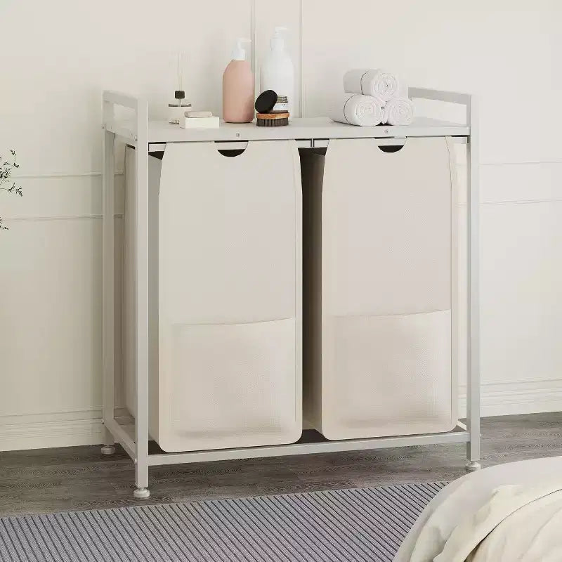 Multi-Section Laundry Hamper with Top Storage Shelf, Waterproof Bags & Easy Assembly for Laundry Room Bathroom