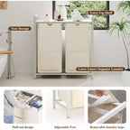 Multi-Section Laundry Hamper with Top Storage Shelf, Waterproof Bags & Easy Assembly for Laundry Room Bathroom