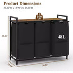 Multi-Section Laundry Hamper with Top Storage Shelf, Waterproof Bags & Easy Assembly for Laundry Room Bathroom
