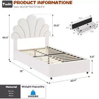 Twin Size Upholstered Platform Bed Frame for Kids with 2 Storage Drawers