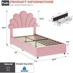 Twin Size Upholstered Platform Bed Frame for Kids with 2 Storage Drawers